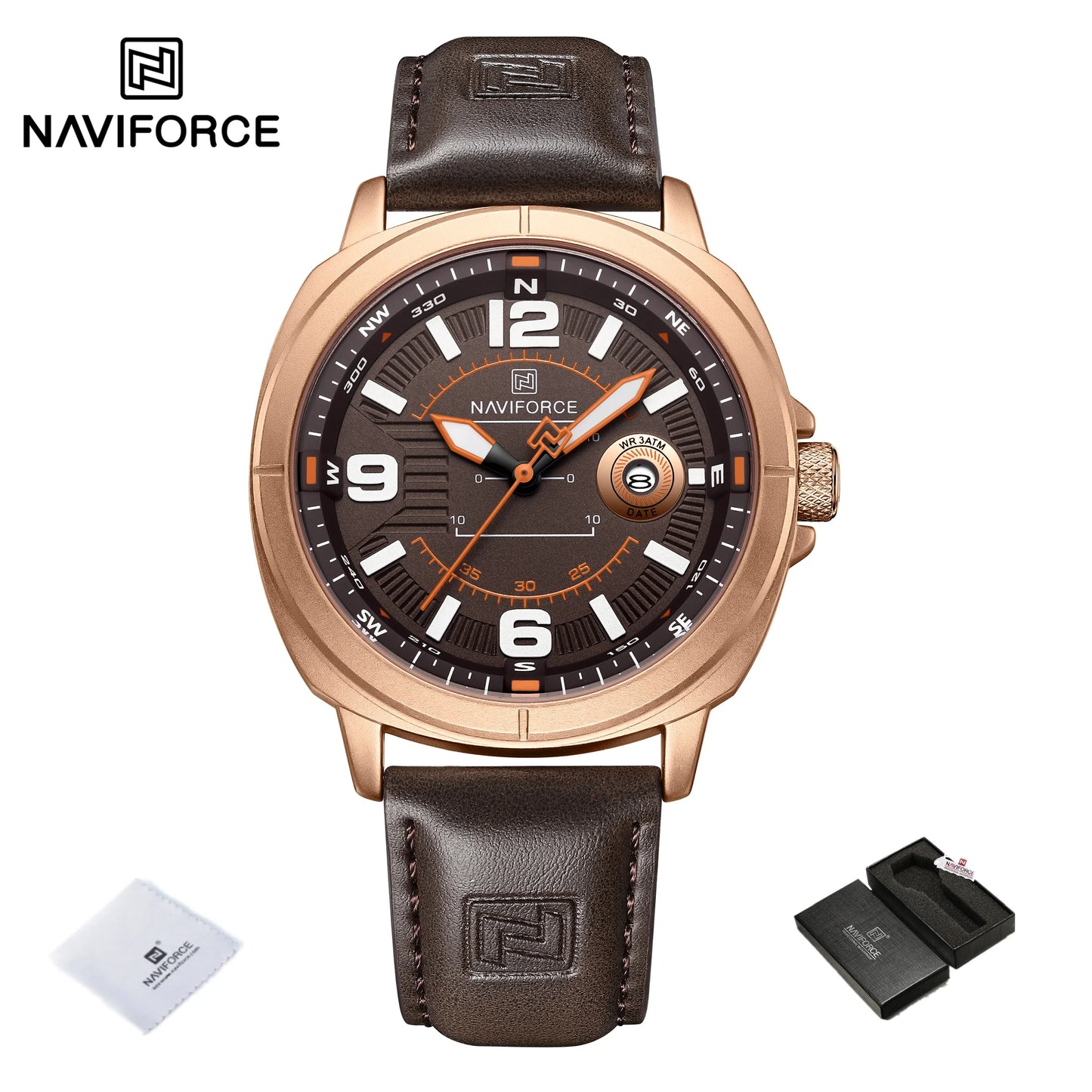 NAVIFORCE Brand Men Quartz Watch High Quality PU Band Calendar Male Wristwatch Auto Date Display Waterproof Clocks Reloj Hombre