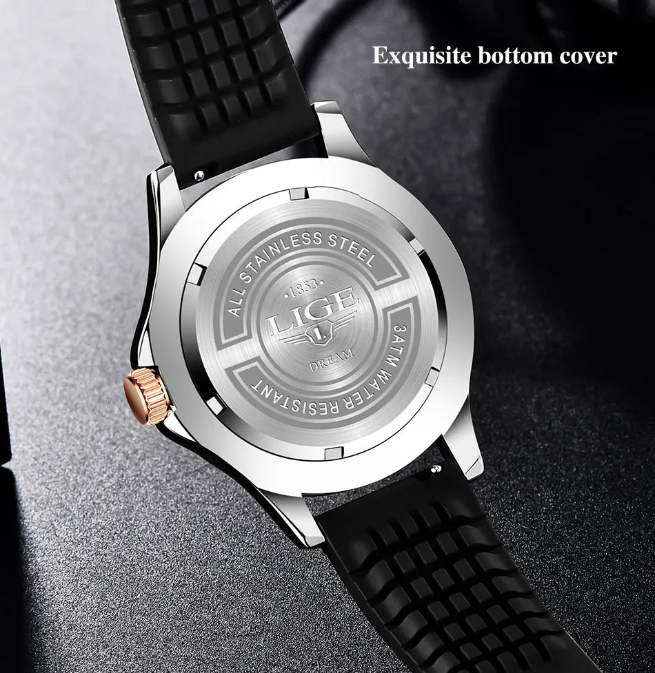 2025 LIGE Men's Business Luxury Dive Watch – Waterproof Chronograph with Date | Stainless Steel Sport Wristwatch + Box