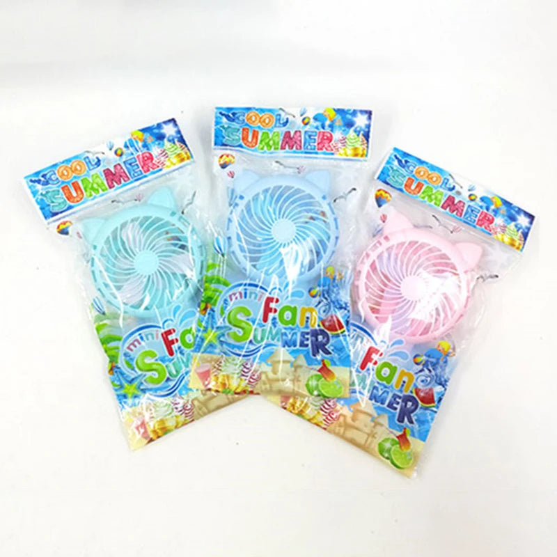 3-Color Portable Hand-Press Mini Fan – Battery-Free, Cute Cartoon Cooling Fan