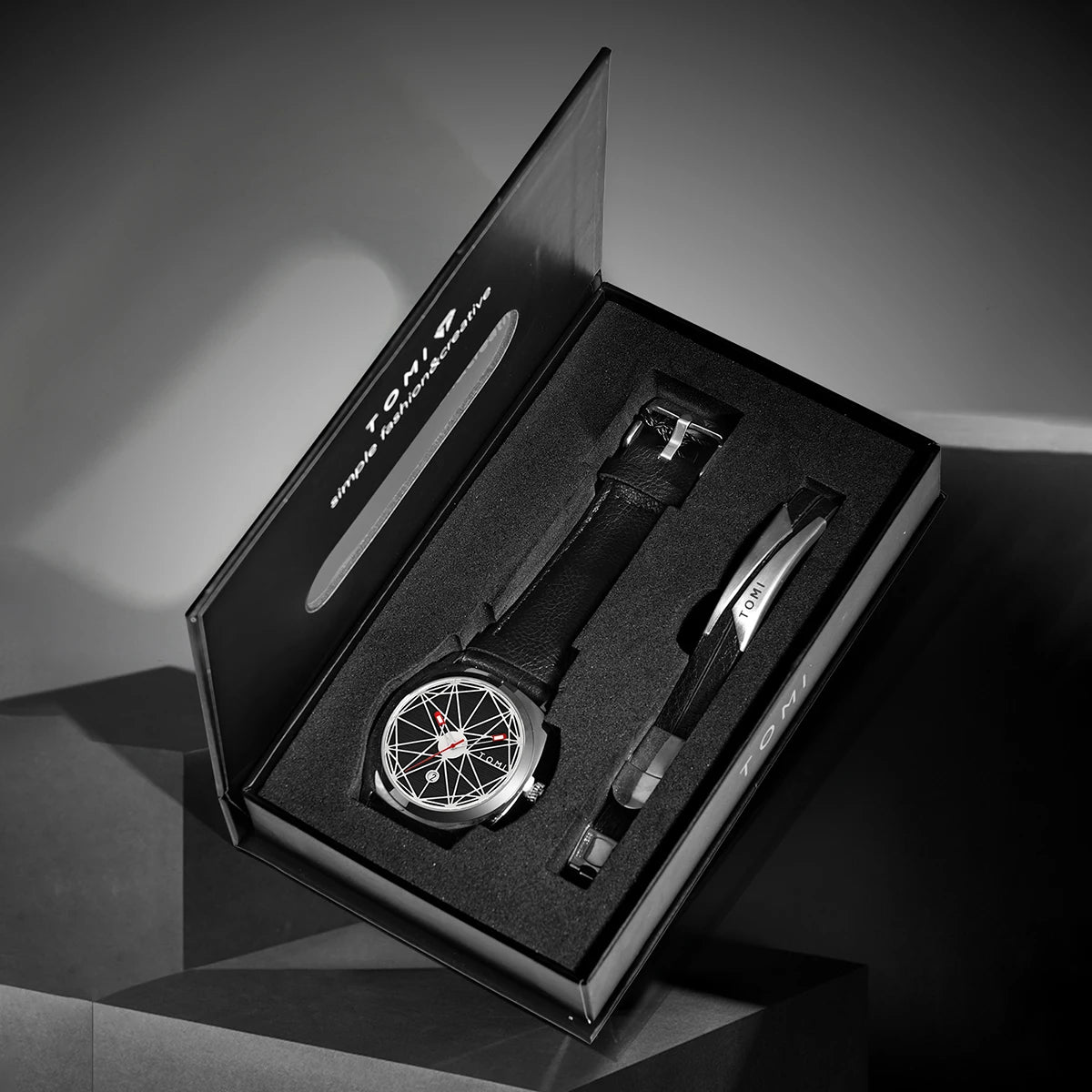 TOMI 2024 New 2PCS Men's Watch Bracelet Gift Set Luxury Business Versatile Calendar Men's Quartz Watch and Watch Gift Reloj