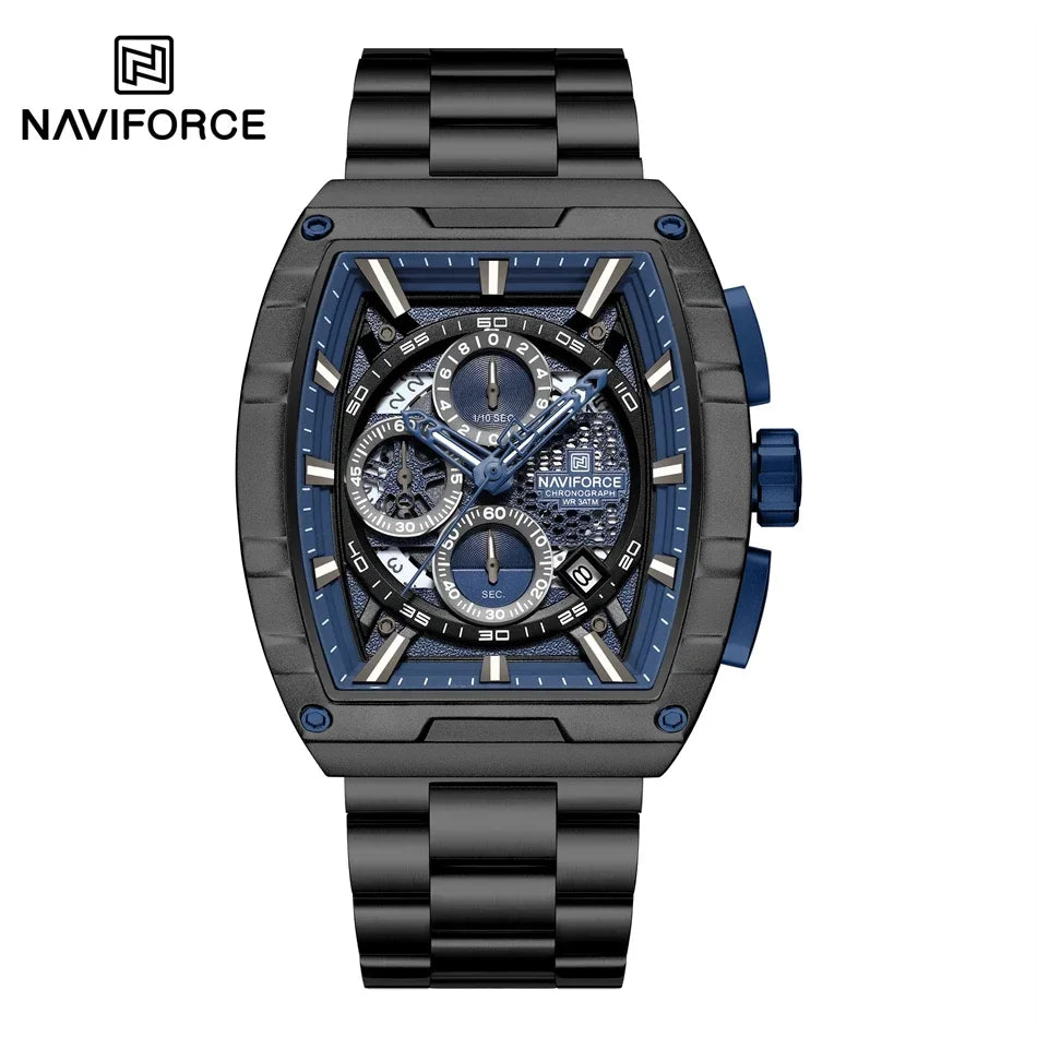 NAVIFORCE Top Brand Men's Watches Luxury Tonneau Quartz Wristwatch Waterproof Chronograph Watch for Men 2025 Auto Date Clock