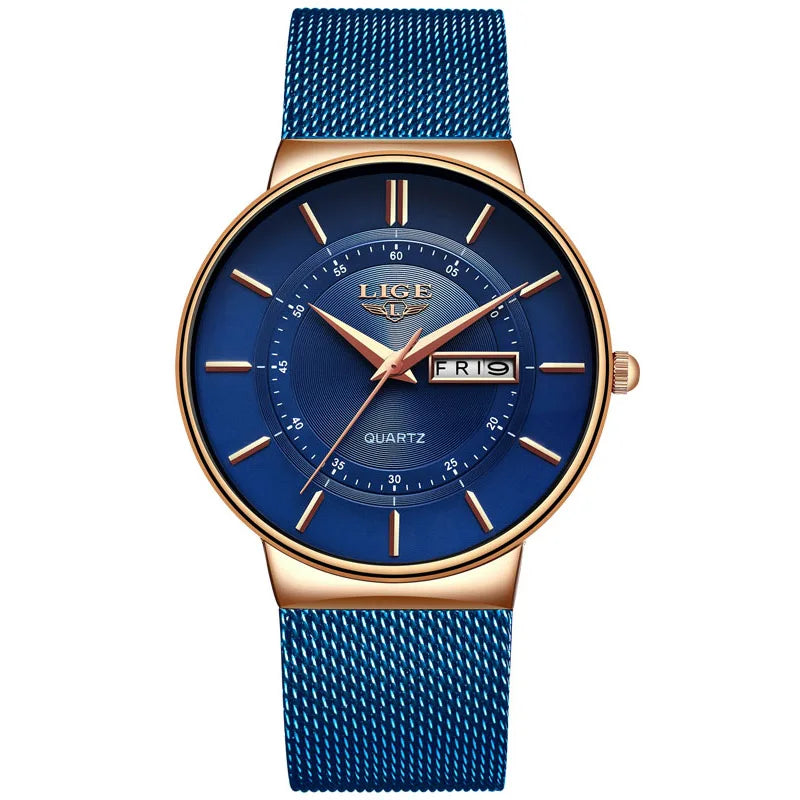 LIGE 2024 Ultra Thin Quartz Watch – Sleek, modern, and designed for men who appreciate minimalist elegance with sporty performance.