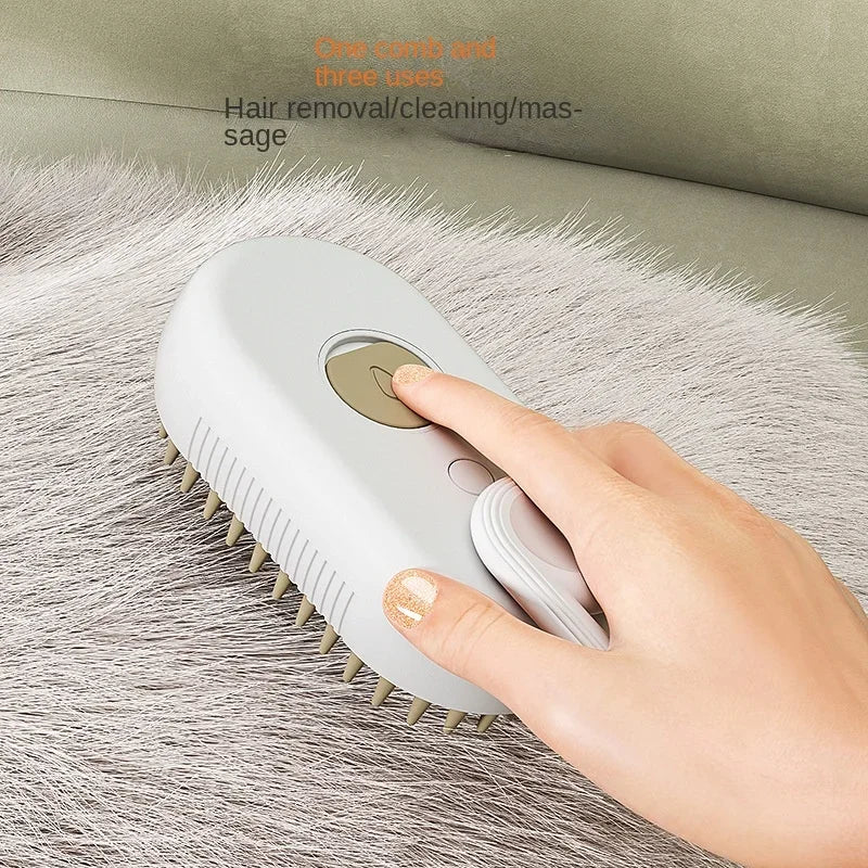 3-in-1 Electric Steamy Dog & Cat Brush – Massage & Hair Removal