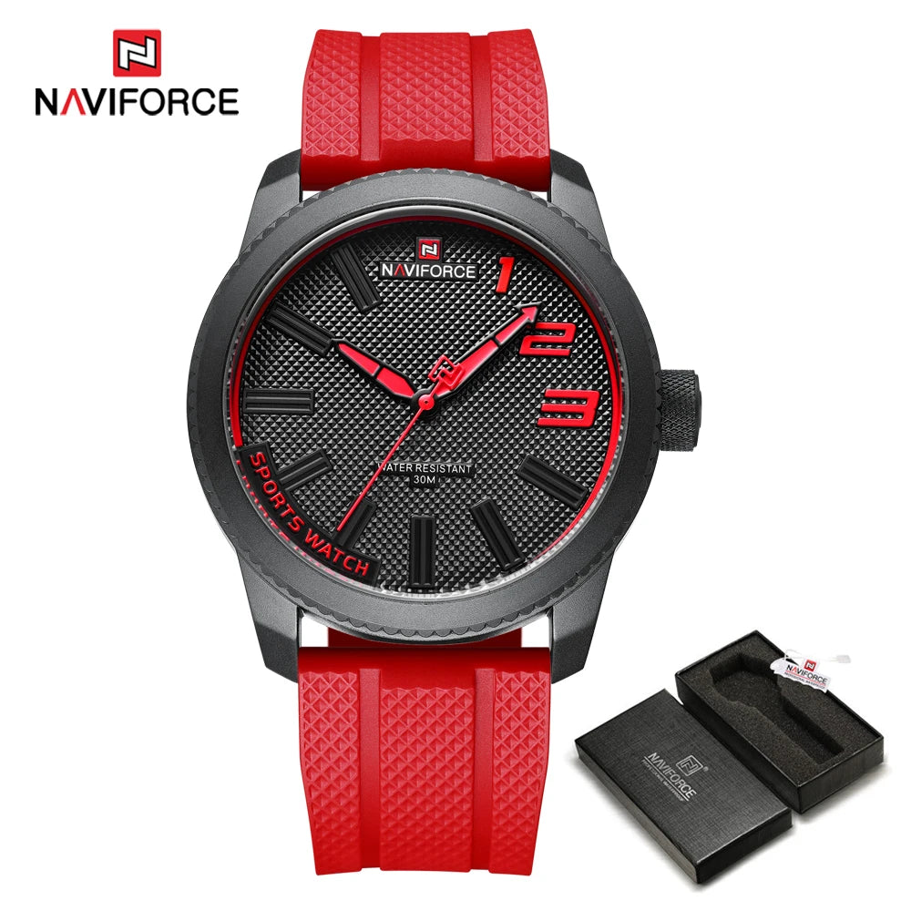 NAVIFORCE Top Brand Watch Men Fashion Casual Waterproof Simple Style Quartz Wristwatch Military Male TPU Strap Clock