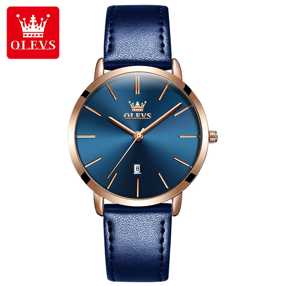 OLEVS 5869 Original Quartz Watch for Women Ultra Thin 6.5mm Simple Fashion Auto Date Hand Clock 30m Waterproof Ladies Wristwatch