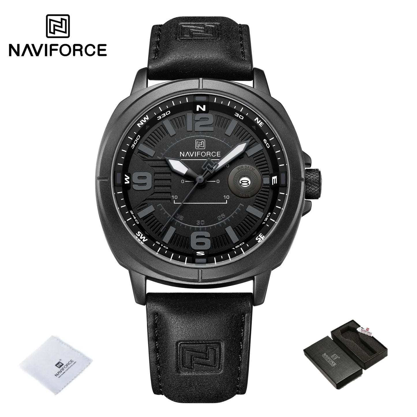 NAVIFORCE Brand Men Quartz Watch High Quality PU Band Calendar Male Wristwatch Auto Date Display Waterproof Clocks Reloj Hombre