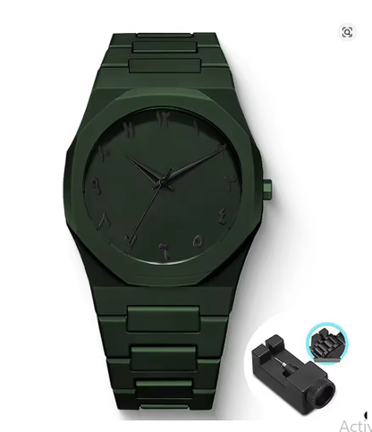 Luxorive Men’s Arabic Numeral Quartz Watch – Black Silicone Strap, Fashion & Sports Style