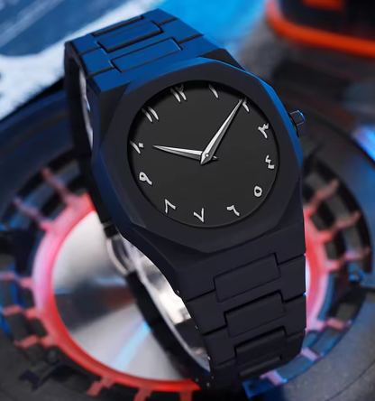 Luxorive Men’s Arabic Numeral Quartz Watch – Black Silicone Strap, Fashion & Sports Style