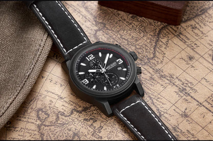 MEGIR Luxury Chronograph Men's Sport Watches Leather Strap Quartz Wristwatch Luminous Casual Male Clock Relogio Masculino 2026