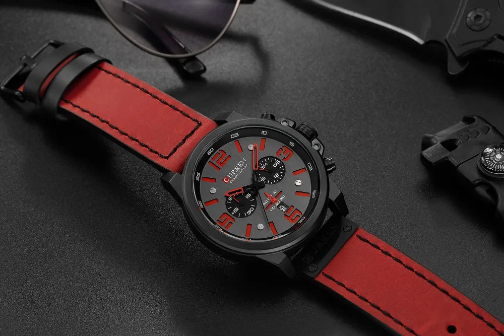 CURREN Luxury Men’s Leather Quartz Watch – Fashion Business Sport Date Display