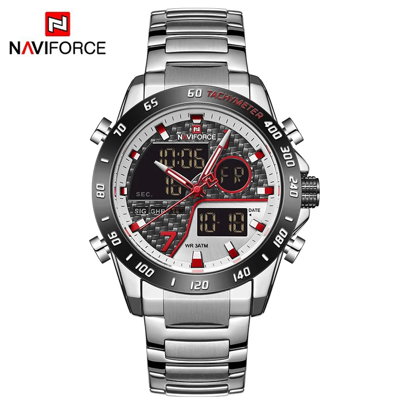 NAVIFORCE Luxury Brand Men's Wrist Watch Military Digital Sport Watches For Man Steel Strap Quartz Clock Male Relogio Masculino
