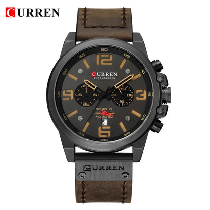 CURREN Luxury Men’s Leather Quartz Watch – Fashion Business Sport Date Display