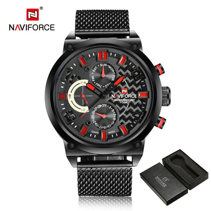 NAVIFORCE Black Luxury Men Watch Fashion Military Sport Man Watches Waterproof Wristwatch Male Creative Clock Masculino Relogio