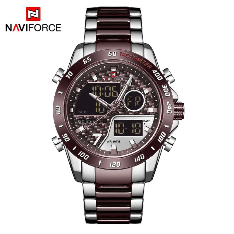 NAVIFORCE Luxury Brand Men's Wrist Watch Military Digital Sport Watches For Man Steel Strap Quartz Clock Male Relogio Masculino