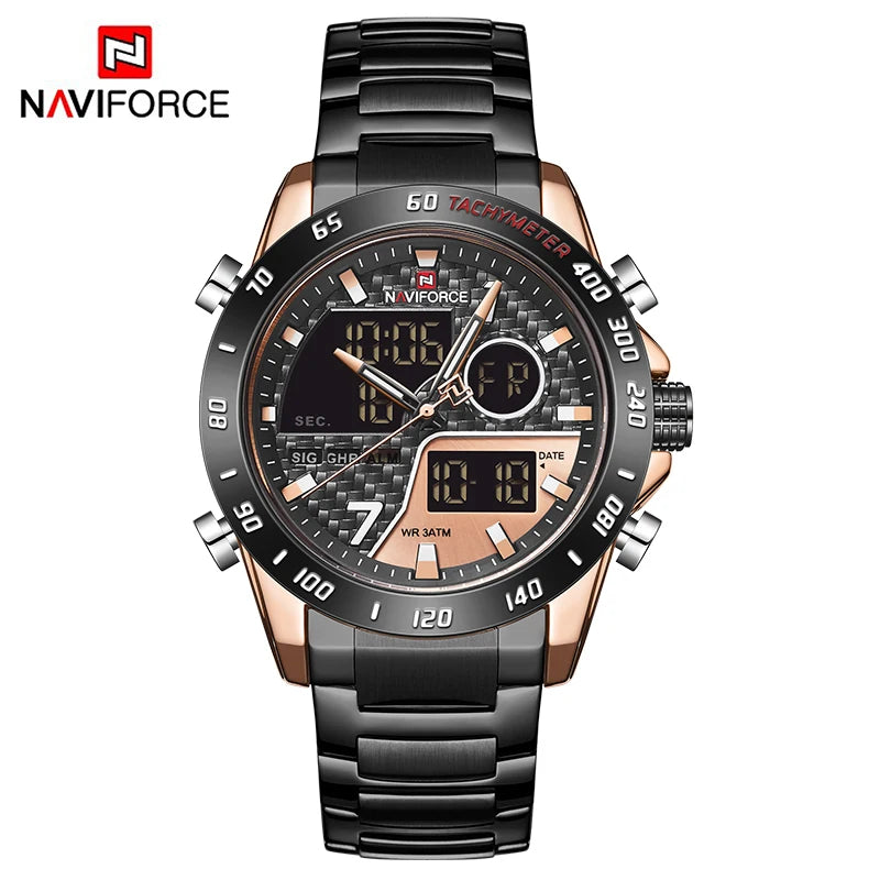 NAVIFORCE Luxury Brand Men's Wrist Watch Military Digital Sport Watches For Man Steel Strap Quartz Clock Male Relogio Masculino