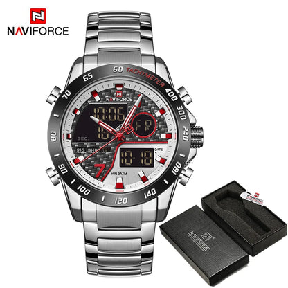 NAVIFORCE Luxury Brand Men's Wrist Watch Military Digital Sport Watches For Man Steel Strap Quartz Clock Male Relogio Masculino