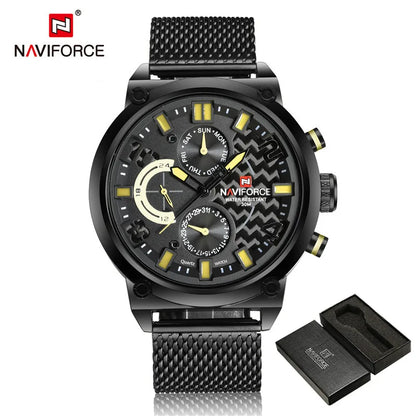 NAVIFORCE Black Luxury Men Watch Fashion Military Sport Man Watches Waterproof Wristwatch Male Creative Clock Masculino Relogio