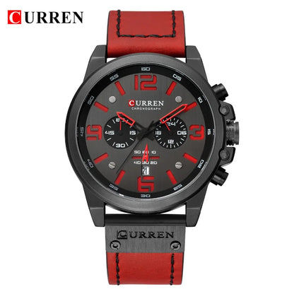 CURREN Luxury Men’s Leather Quartz Watch – Fashion Business Sport Date Display