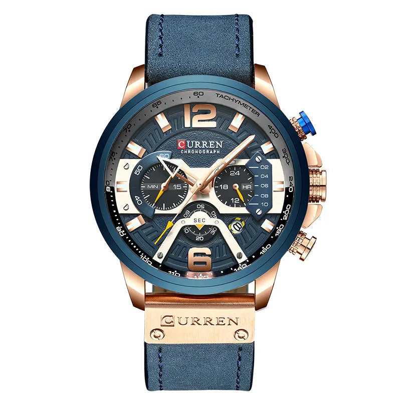 CURREN Luxury Men’s Analog Leather Sports Watch – Military Date Quartz Timepiece