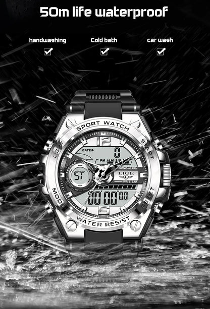 LIGE Military LED Digital Watch – rugged, oversized, and built for adventure.
