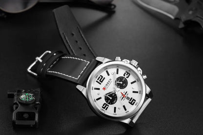 CURREN Luxury Men’s Leather Quartz Watch – Fashion Business Sport Date Display