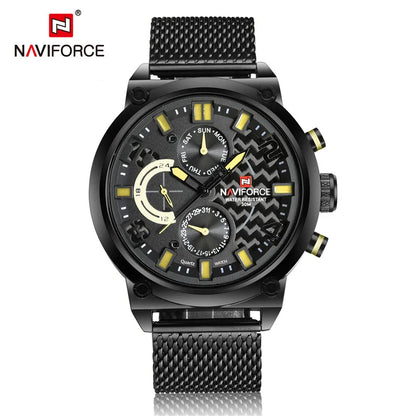 NAVIFORCE Black Luxury Men Watch Fashion Military Sport Man Watches Waterproof Wristwatch Male Creative Clock Masculino Relogio