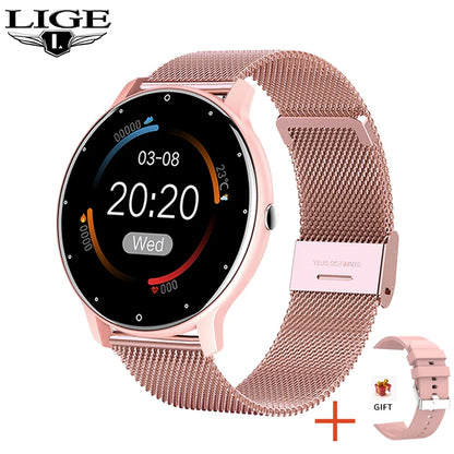LIGE 2025 Ladies Smartwatch – Full Touch Screen, Sports Fitness Tracker, IP67 Waterproof, Bluetooth for Android & iOS