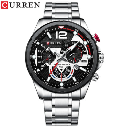 CURREN Men’s Fashion Quartz Sport Watch – Stainless Steel Chronograph with Luminous Dial
