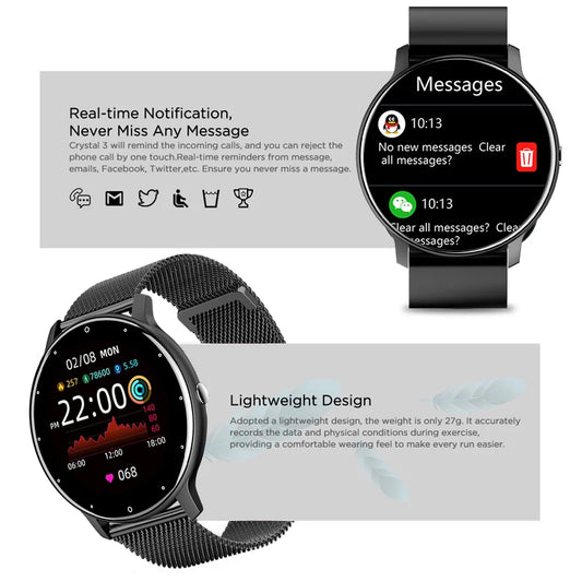 LIGE 2025 Ladies Smartwatch – Full Touch Screen, Sports Fitness Tracker, IP67 Waterproof, Bluetooth for Android & iOS