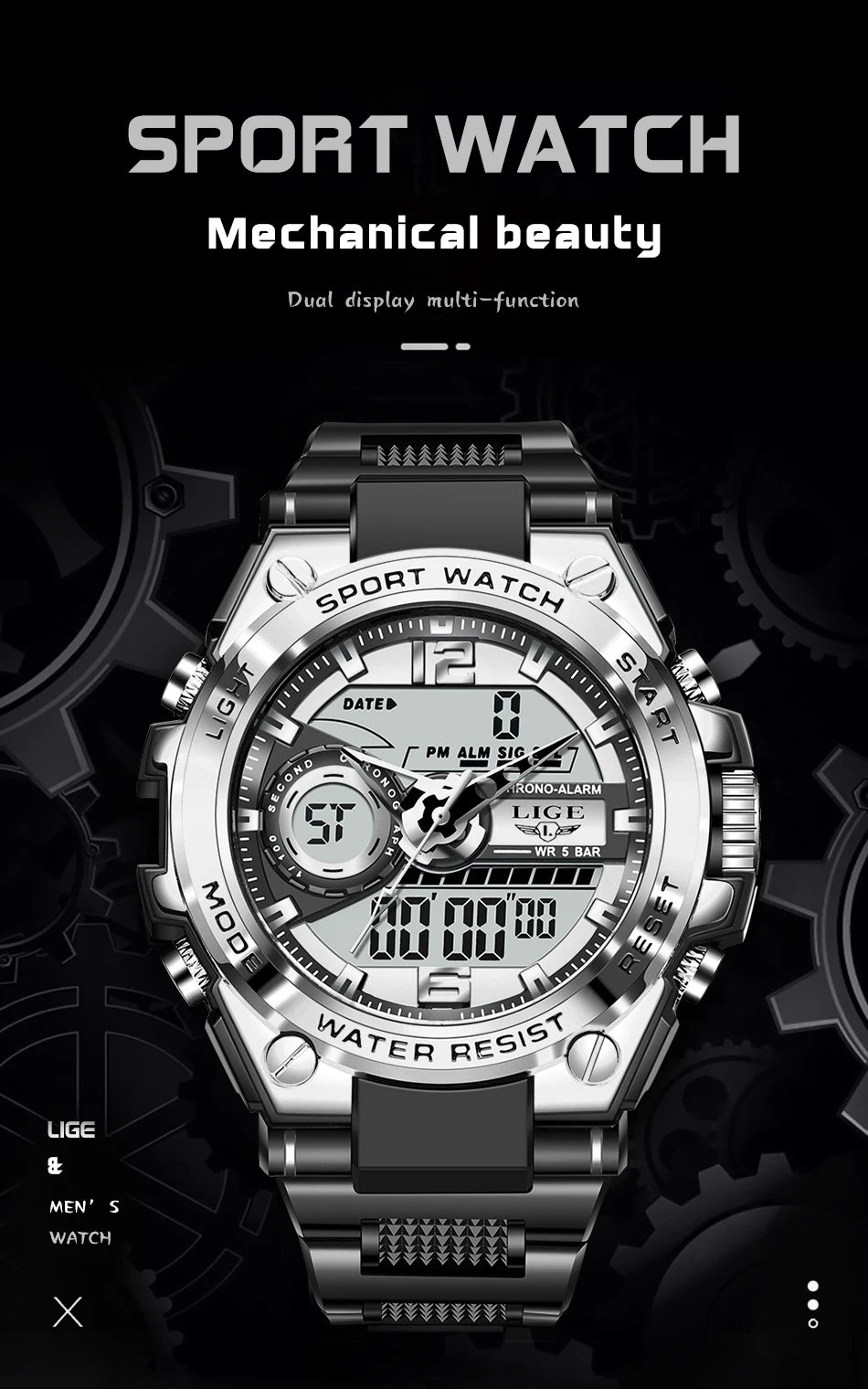 LIGE Military LED Digital Watch – rugged, oversized, and built for adventure.