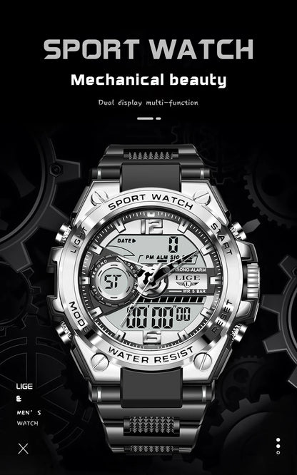 LIGE Military LED Digital Watch – rugged, oversized, and built for adventure.