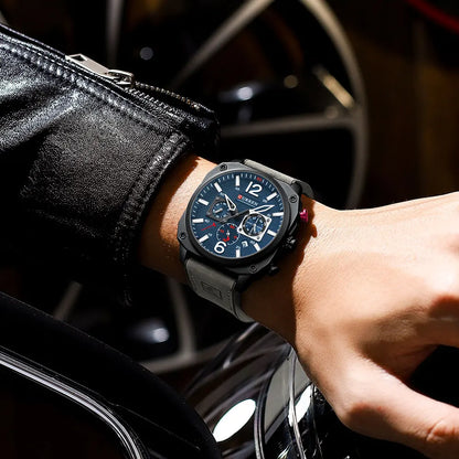 CURREN Men's Waterproof Fashion Quartz Chronograph Watch – Leather Strap, Luminous Calendar