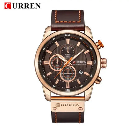 CURREN Men’s Military Leather Sports Quartz Watch – Chronograph Wristwatch