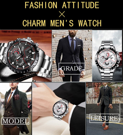 LIGE 2025 Men’s Fashion Quartz Watch – A premium all-steel timepiece combining luxury design with everyday functionality.