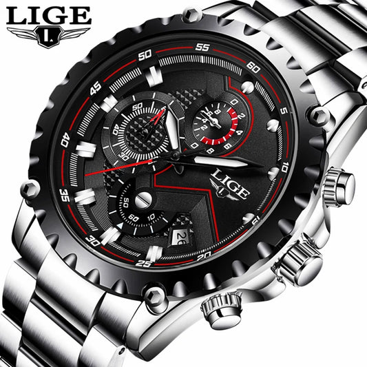 LIGE 2025 Men’s Fashion Quartz Watch – A premium all-steel timepiece combining luxury design with everyday functionality.