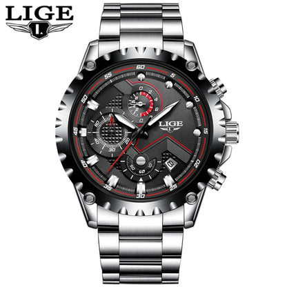 LIGE 2025 Men’s Fashion Quartz Watch – A premium all-steel timepiece combining luxury design with everyday functionality.