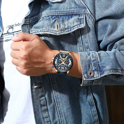 CURREN Luxury Men’s Analog Leather Sports Watch – Military Date Quartz Timepiece