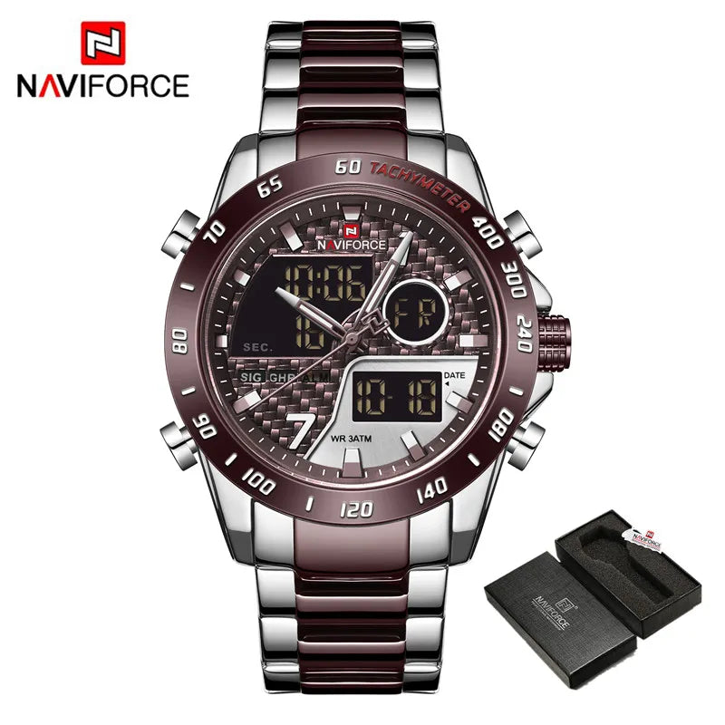 NAVIFORCE Luxury Brand Men's Wrist Watch Military Digital Sport Watches For Man Steel Strap Quartz Clock Male Relogio Masculino