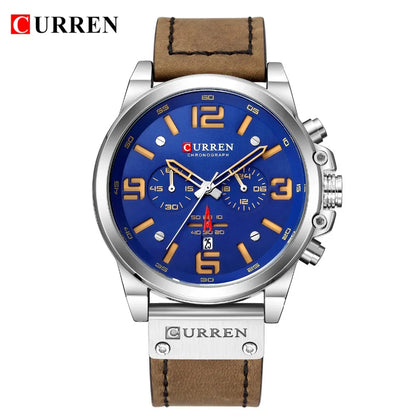 CURREN Luxury Men’s Leather Quartz Watch – Fashion Business Sport Date Display