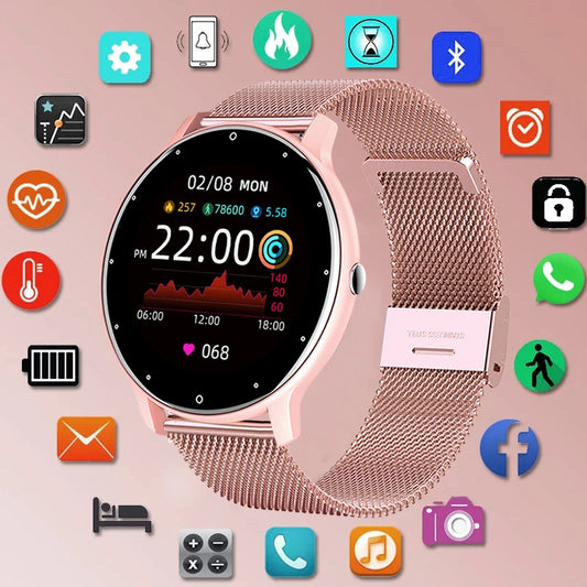 LIGE 2025 Ladies Smartwatch – Full Touch Screen, Sports Fitness Tracker, IP67 Waterproof, Bluetooth for Android & iOS