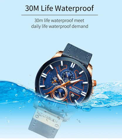 CURREN Men’s Military Waterproof Quartz Sports Watch – Fashion Date Display