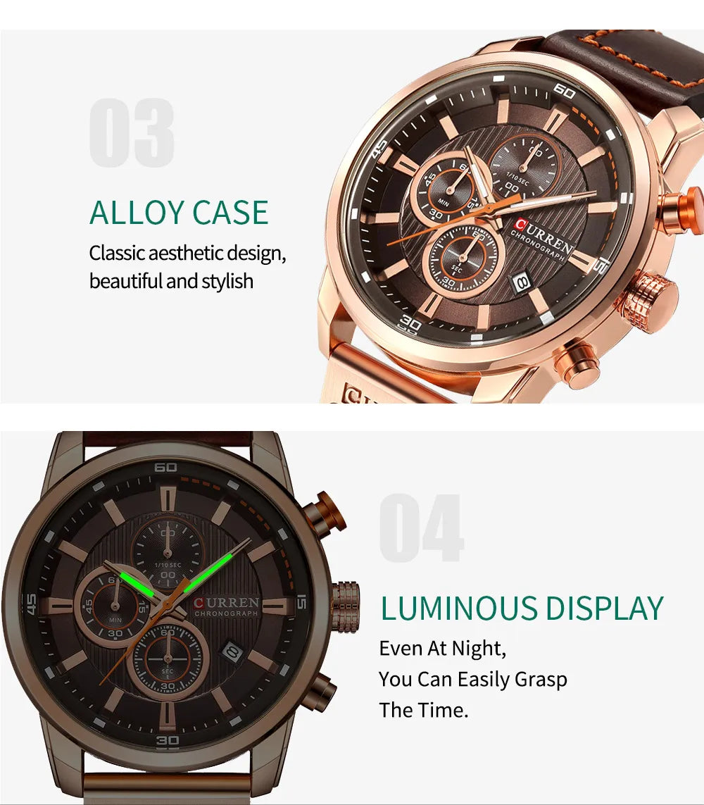 CURREN Fashion Date Quartz Men's Luxury Chronograph Sport Watch – Top Brand