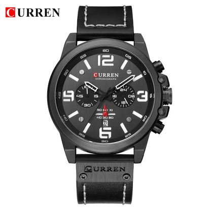 CURREN Luxury Men’s Leather Quartz Watch – Fashion Business Sport Date Display