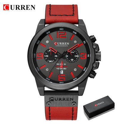 CURREN Luxury Men’s Leather Quartz Watch – Fashion Business Sport Date Display