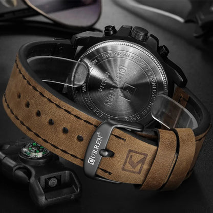 CURREN Luxury Men’s Leather Quartz Watch – Fashion Business Sport Date Display