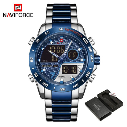 NAVIFORCE Luxury Brand Men's Wrist Watch Military Digital Sport Watches For Man Steel Strap Quartz Clock Male Relogio Masculino