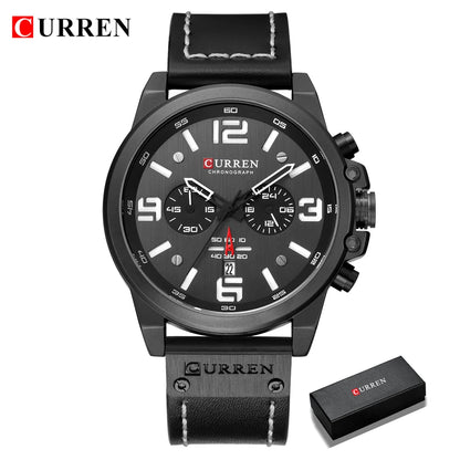 CURREN Luxury Men’s Leather Quartz Watch – Fashion Business Sport Date Display