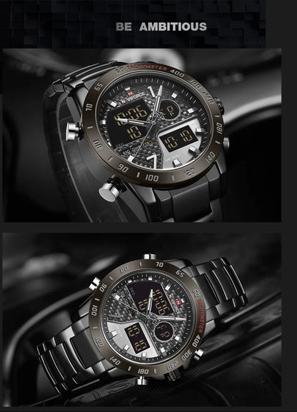 NAVIFORCE Luxury Brand Men's Wrist Watch Military Digital Sport Watches For Man Steel Strap Quartz Clock Male Relogio Masculino