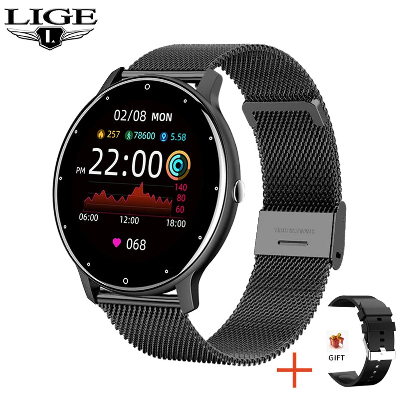 LIGE 2025 Ladies Smartwatch – Full Touch Screen, Sports Fitness Tracker, IP67 Waterproof, Bluetooth for Android & iOS