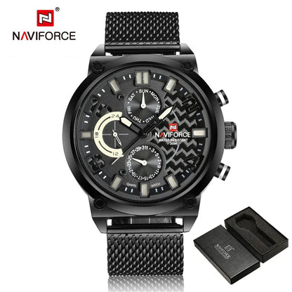 NAVIFORCE Black Luxury Men Watch Fashion Military Sport Man Watches Waterproof Wristwatch Male Creative Clock Masculino Relogio